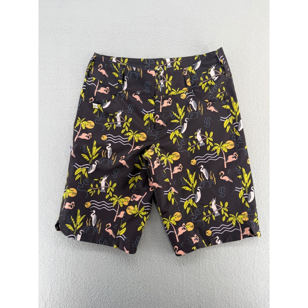 Wild Rye Freel Mountain Bike Shorts Womens 8 Black Flamingo Tropical Bird MTB